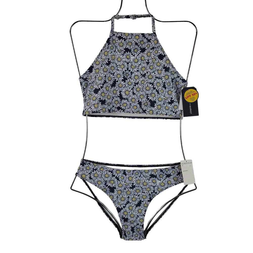 Melrose and Market Navy Peacoat Daisy Bikini Summer Poolside Girls 16 NWT